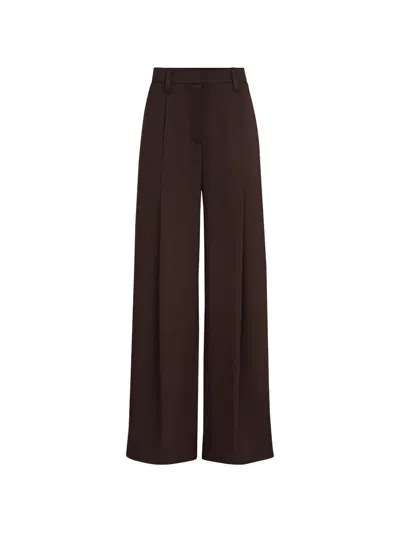 Brunello Cucinelli Silk-satin Pleated Barrel Trousers With Monili In Brown