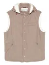 Brunello Cucinelli Clay Wool Padded Hooded Vest In Silver
