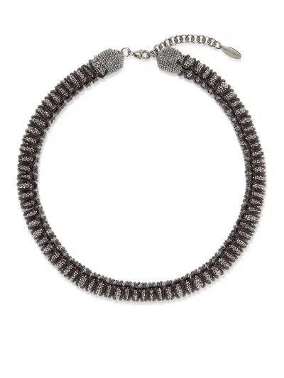 Brunello Cucinelli Silver Brass Women's Necklace In Metallic