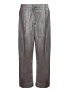 Brunello Cucinelli Silver Brown Lurex Trousers In Gray