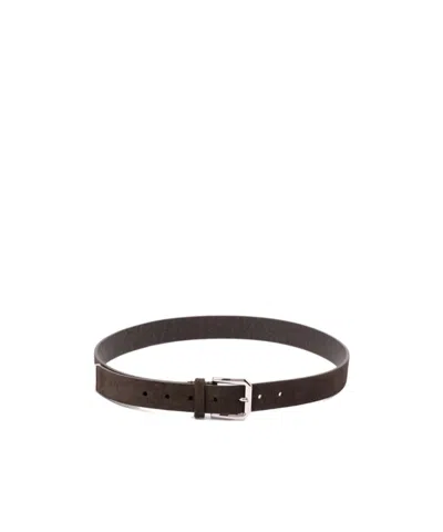 Brunello Cucinelli Silver-buckle Leather Belt In Brown