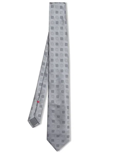 BRUNELLO CUCINELLI SILVER GREY SILK TIE