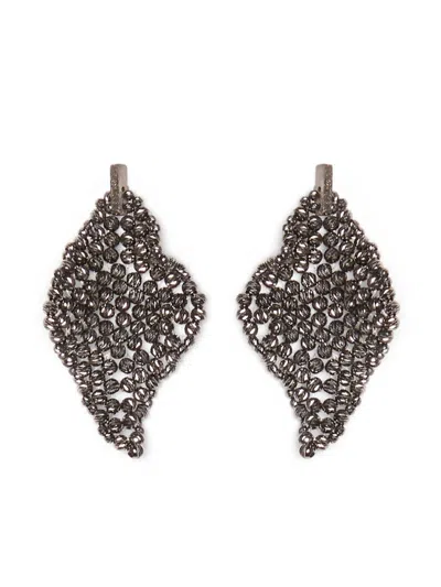 BRUNELLO CUCINELLI SILVER SCULPTURED EARRINGS
