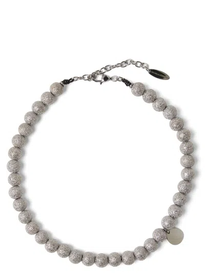 BRUNELLO CUCINELLI SILVER SHIMMER BEAD NECKLACE