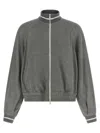 Brunello Cucinelli Shimmering Long Sleeves Ribbed Sweatshirt In Gray