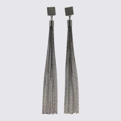 Brunello Cucinelli Silver Tone Metal Earrings In Grey