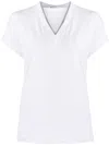 Brunello Cucinelli Monili V-neck Short-sleeve Cotton Jersey T-shirt In White