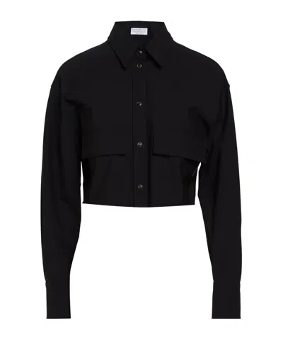 Brunello Cucinelli Simple Cropped Blouse In Black