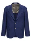 Brunello Cucinelli Single Breast Linen Blazer Jacket In Indigo
