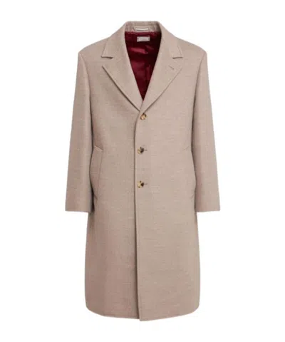 Brunello Cucinelli Single Breast Wool Coat In Brown