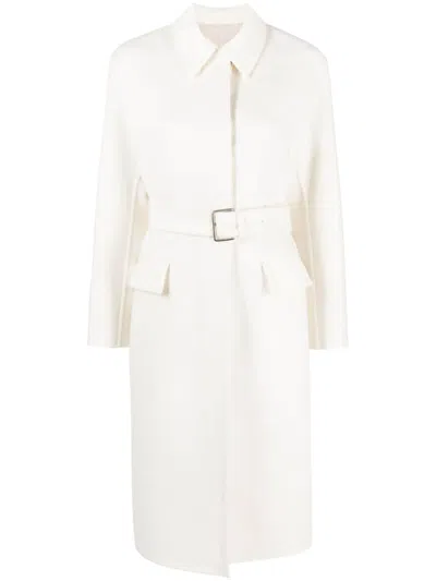 Brunello Cucinelli Single-breasted Belted Coat In White