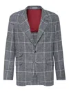 Brunello Cucinelli Prince Of Wales Cavallo Blazer In Gray