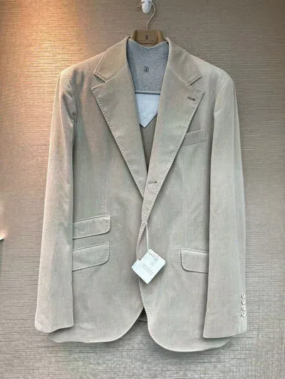 Brunello Cucinelli Single Breasted Blazer In Gray