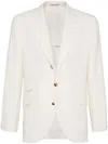 Brunello Cucinelli Single-breasted Linen Blazer In 中性色