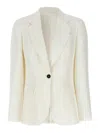 Brunello Cucinelli Viscose And Linen Single-breasted Blazer In Blanco