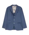 Brunello Cucinelli Single-breasted Linen Blend Blazer In Blue