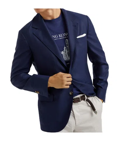 Brunello Cucinelli Single-breasted Wool Blazer In Blue