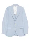 Brunello Cucinelli Linen And Wool Chevron Blazer Light Blue In White