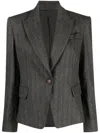 Brunello Cucinelli Pinstripe Wool-blend Single-breasted Blazer In Grau