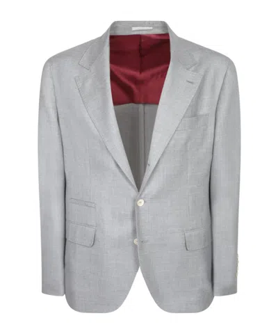 Brunello Cucinelli Single Breasted Blazer In Gray