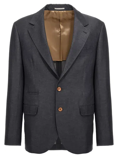 Brunello Cucinelli Single-breasted Blazer In Gray