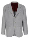 Brunello Cucinelli Grey Wool Three Buttons Blazers In Gray