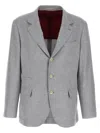 Brunello Cucinelli Grey Wool Three Buttons Blazers In Gray