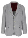 Brunello Cucinelli Grey Wool Three Buttons Blazers