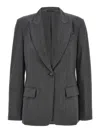 Brunello Cucinelli Pinstripe Wool-blend Single-breasted Blazer In Grey