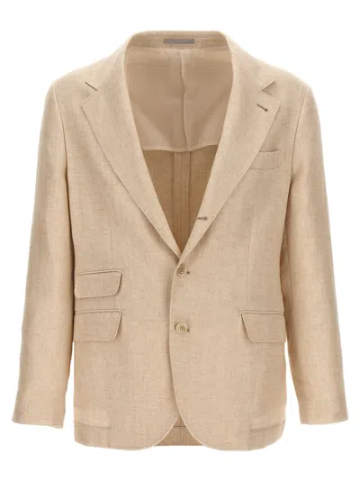 Brunello Cucinelli Single-breasted Blazer In Neutral