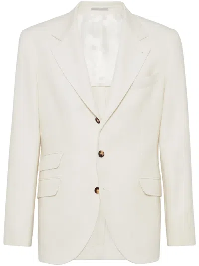 Brunello Cucinelli Wool-cashmere-silk Deconstructed Blazer In Neutral