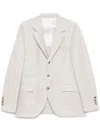 Brunello Cucinelli Single-breasted Twill Blazer In Neutrals