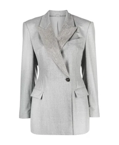 Brunello Cucinelli Single-breasted Button-fastening Blazer In Gray