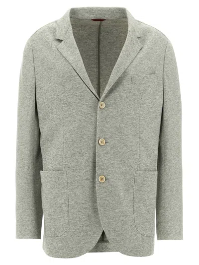 Brunello Cucinelli Single-breasted Cashmere Blazer In Grey