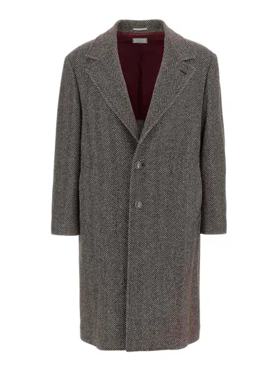 Brunello Cucinelli Single-breasted Cashmere Coat In Gray