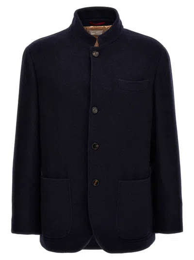 Brunello Cucinelli Single-breasted Cashmere Jacket In Blue