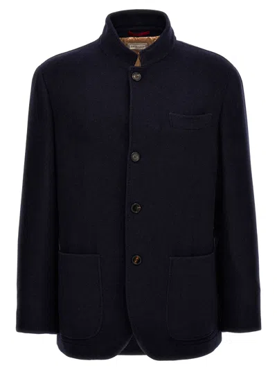 BRUNELLO CUCINELLI SINGLE-BREASTED CASHMERE JACKET CASUAL JACKETS, PARKA BLUE