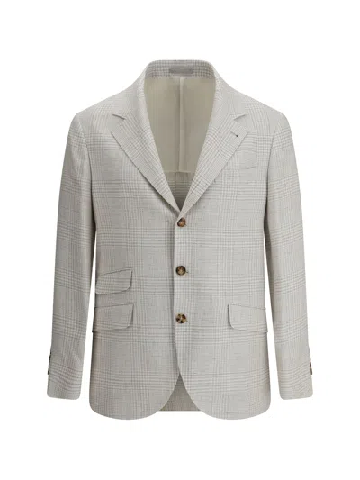 BRUNELLO CUCINELLI SINGLE-BREASTED CHECK BLAZER
