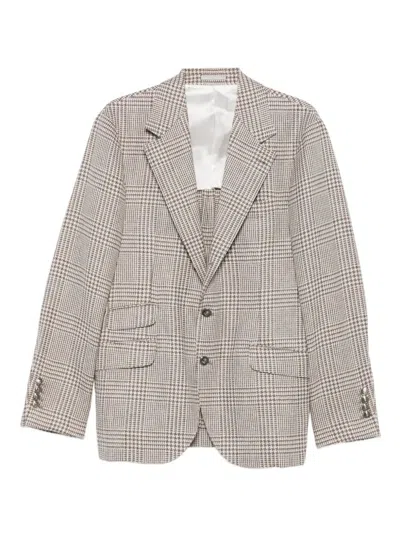 BRUNELLO CUCINELLI SINGLE-BREASTED CHECK BLAZER