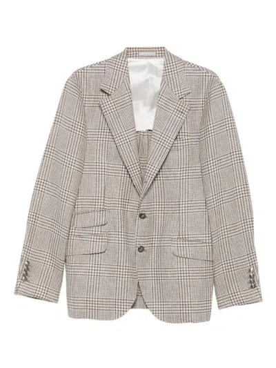 Brunello Cucinelli Single-breasted Check Blazer Clothing In Brown