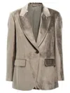 Brunello Cucinelli Single-breasted Chenille Blazer Blazer And Suits Gray In Gray