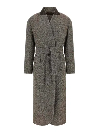 Brunello Cucinelli Single-breasted Coat In Brown