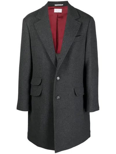 Brunello Cucinelli Double-flap Pocket Wool-blend Coat In Gray