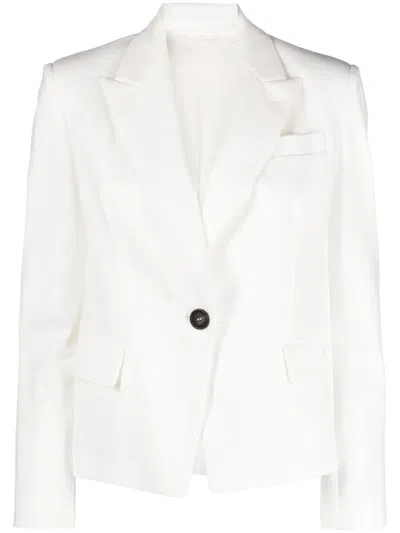 Brunello Cucinelli Single-breasted Cotton-blend Blazer In White