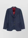 Brunello Cucinelli Single-breasted Cotton Denim Jacket With Patch Pockets In Blue