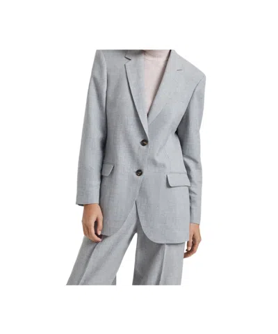 Brunello Cucinelli Single-breasted Embellished Blazer In Gray