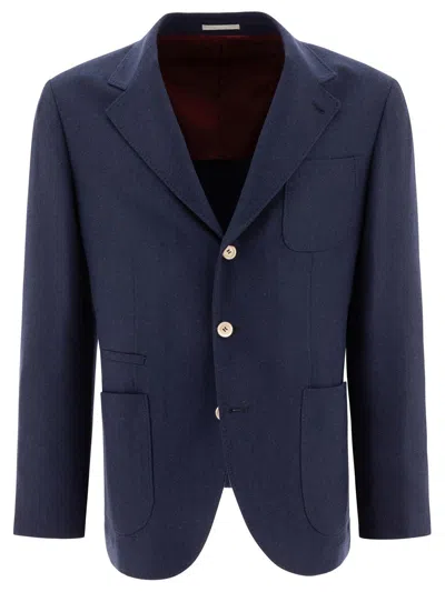 Brunello Cucinelli Single-breasted Jacket In Blue