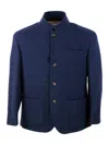 BRUNELLO CUCINELLI SINGLE-BREASTED JACKET IN FINE WATER-REPELLENT CASHMERE WITH HORN BUTTONS, PATCH POCKETS AND LAPELS