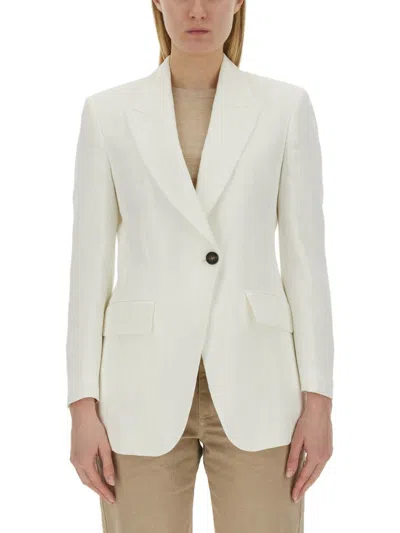 Brunello Cucinelli Tailored Jacket Back Vent In White