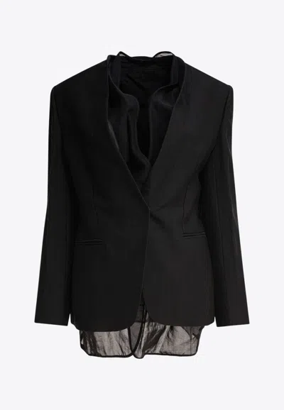 Brunello Cucinelli Single-breasted Layered Blazer In Black